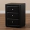 Baxton Studio Tessa Modern Black Faux Leather Upholstered 3-Drawer Nightstand 147-8159 - alternate 4